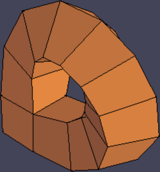The same cube with a twisted handle connecting two faces.