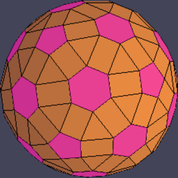 A cantellated truncated icosahedron with hexagonal and pentagonal faces highlighted in pink.